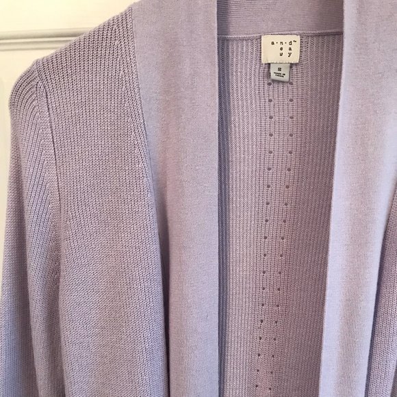 A N D E A W Y andeawy Lavender Lilac Lightweight Long Open Cardigan Sweater S 6 - Picture 3 of 4